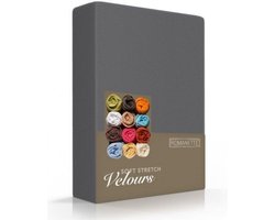 Romanette - Velours - Hoeslaken - Tweepersoons - 140/150x200/220 cm - Antraciet