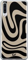 Samsung A50 hoesje - Abstract Black Waves - Geometrisch patroon - Zwart - Soft Case Telefoonhoesje - TPU Back Cover - Casevibes