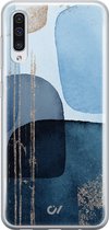Samsung A50 hoesje - Blue Abstract Shapes - Bloemen - Blauw - Soft Case Telefoonhoesje - TPU Back Cover - Casevibes