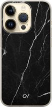 iPhone 14 Pro hoesje siliconen - Marble Noir - Marmer - Zwart - Apple Soft Case Telefoonhoesje - TPU Back Cover - Casevibes