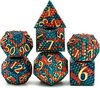 Afbeelding van het spelletje Lapi Toys - Dungeons and Dragons dobbelstenen - D&D dobbelstenen - D&D metal polydice - 1 set (7 stuks) - Metaal - Rood - Blauw