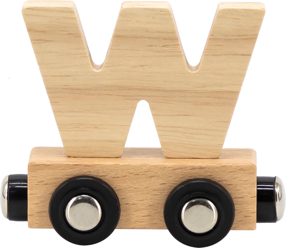 Tryco Houten Naturel Lettertrein Letter W - Letterwagon voor Woorden en Naamtreinen - Stimuleert Creativiteit en Motoriek - Vanaf 3 Jaar