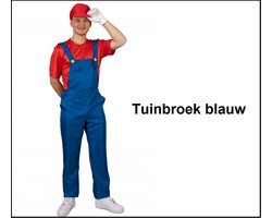 Tuinbroek verstelbaar blauw mt.M/L - Carnaval thema feest optocht fun loodgieter