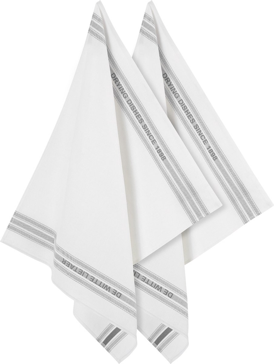 De Witte Lietaer Theedoek Dish Grijs - 2 stuks - 65 x 70 cm - Katoen/Linnen