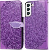 Luxe Telefoonhoesje voor Samsung Galaxy S22 Plus| Hoogwaardig Leren Bookcase | Lederen Wallet Case | Luxe Uitstraling | Pasjeshouder | Paars