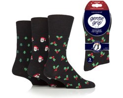 Gentle grip kerst heren sokken - dark design - Per 3 paar - maat 39/45