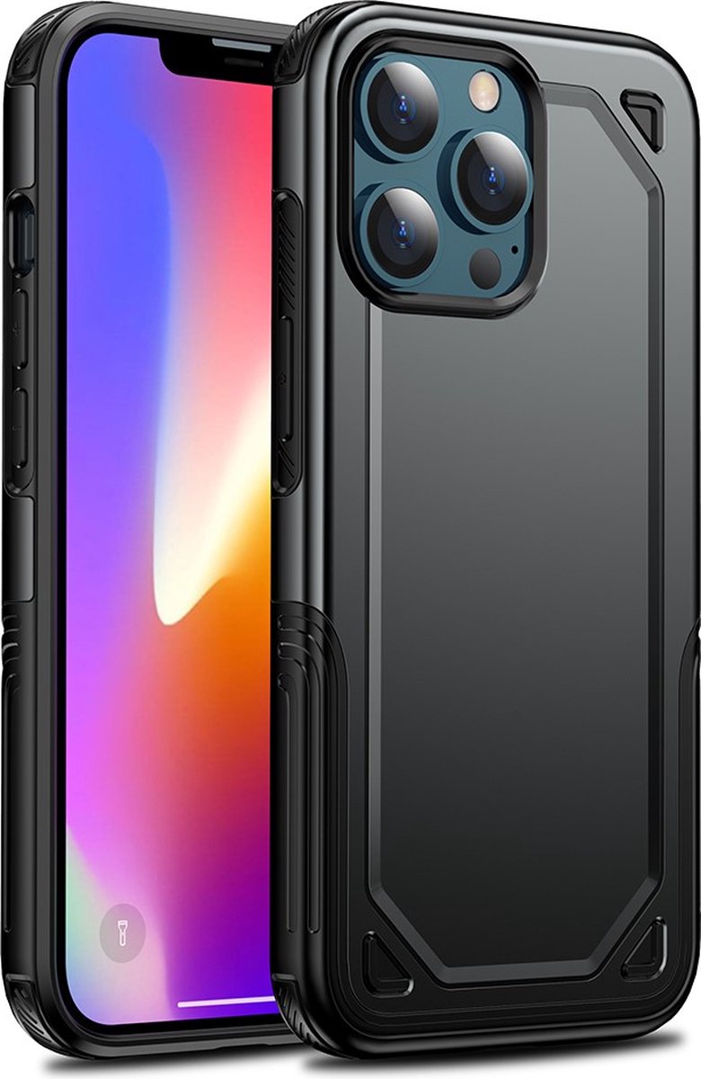 Peachy Pro Armor TPU met stevig hoesje geschikt voor iPhone 13 Pro Max - zwart