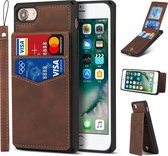 Étui à cartes pour Apple iPhone 8 | iphone 7 | Couverture arrière en cuir PU | Cas de téléphone de Luxe | Porte-cartes | Marron