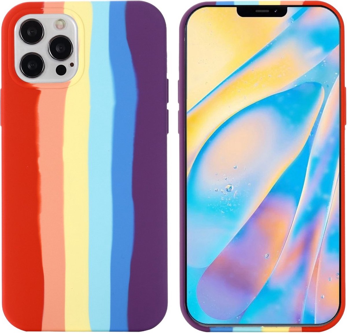 Peachy Rainbow Pride siliconen hoesje geschikt voor iPhone 14 Pro - pastel