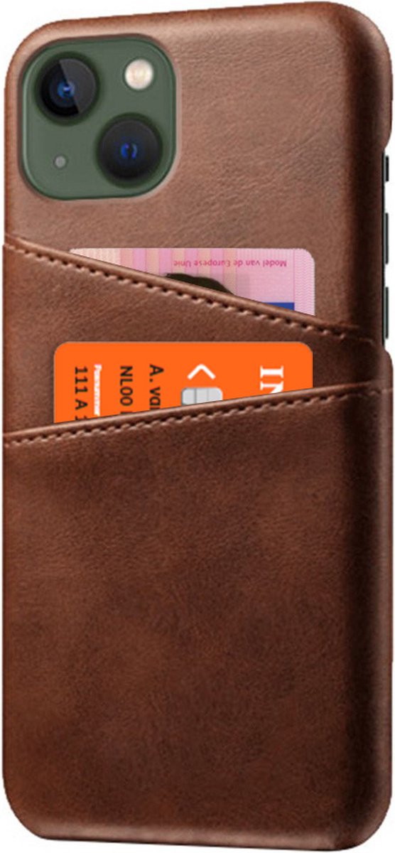 Peachy Duo Cardslot Wallet kunstleer hoesje geschikt voor iPhone 14 Plus - bruin
