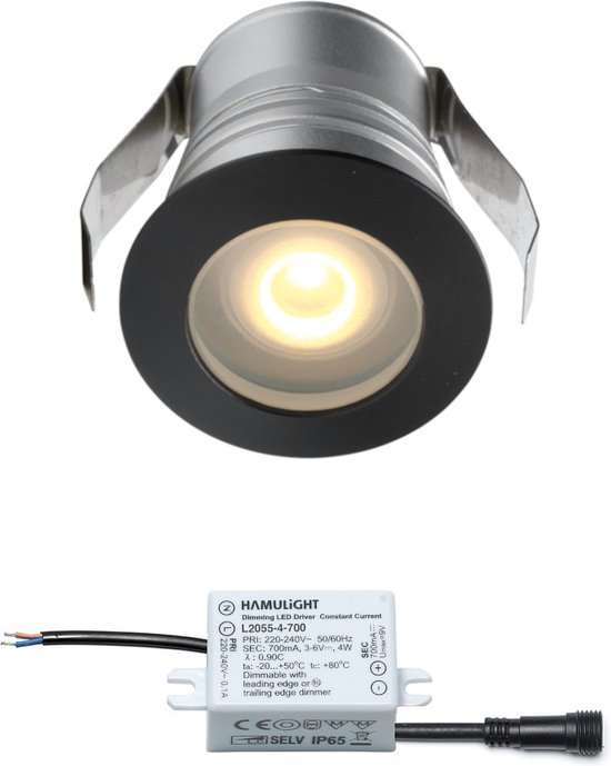 LED inbouwspot Burgos in zwart - inbouwspots / downlights / LED spots - 3W  / rond /... | bol.com