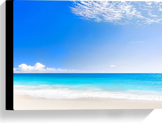 WallClassics - Toile - Plage avec Mer Bleu Clair - 40x30 cm Photo sur Toile Peinture (Décoration murale sur Toile)