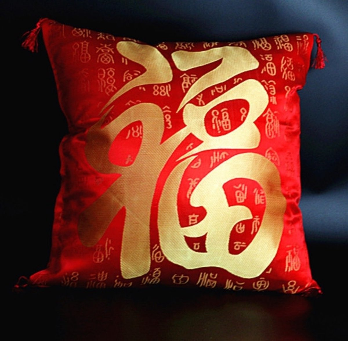 Fine Asianliving Chinese Kussen Rood Geluk 50x50cm