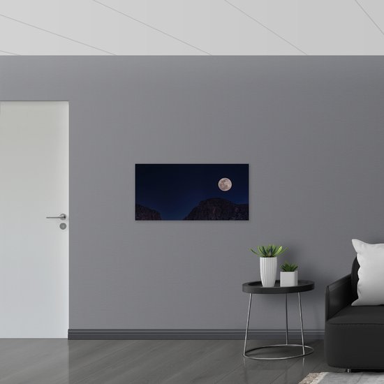 WallClassics - Panneau de mousse PVC - Pleine lune sur une Berg - Photo 100 x 50 cm sur panneau de mousse PVC