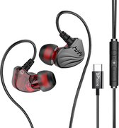 Bouchons d'oreilles intra- Ear DrPhone Hi15 USB-C avec Convertisseur analogique-digital intégré - Dynamic BASS - Écouteurs avec microphone - Design contour d'oreille - Réduction passive du bruit - Grijs/ Zwart