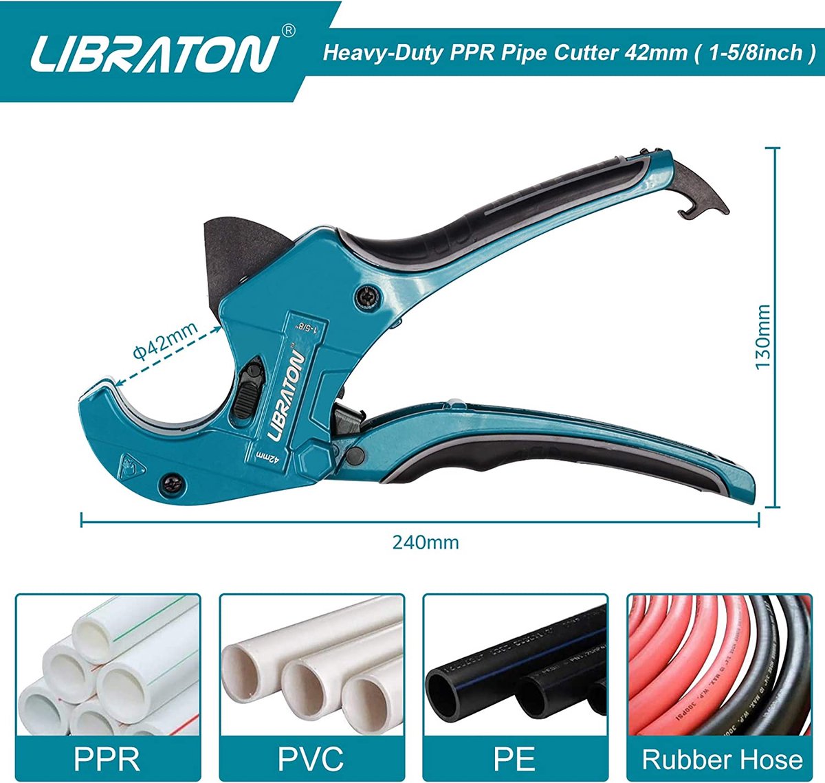 Coupe-Tube PPR Professionnel 42mm - Outil De Coupe Rapide à Une Main Pour PVC, PEX Et Plastique