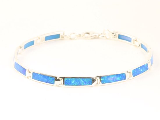 Bracelet fin en argent brillant avec opale australienne