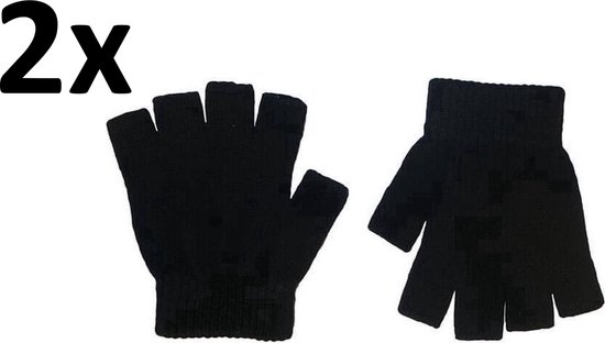 Gants sans doigts 2 PACK - Gloves de Gaming sans doigts - Sans bout des doigts - Convient aux femmes et aux hommes Unisexe - Zwart