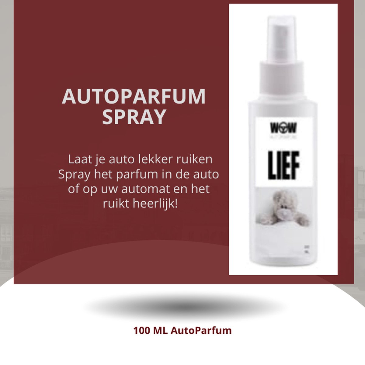 Autoparfum - autospray - 100 ml Lief - Geïnspireerd door Fluffy & Cudle