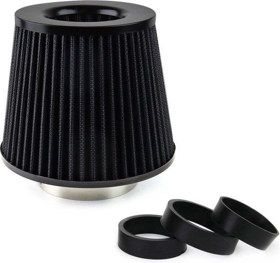Universal Powerfilter / Open Airfilter / Sport filter (Zwart) incl 3 adaptateurs