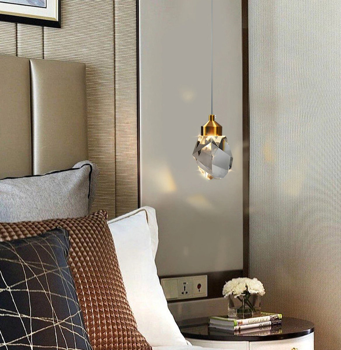 THA Hanglamp Kristal - Plafondlamp - Kroonluchter - Dimbaar- LED - Voor keuken of huiskamer - Vintage Look - Kristal