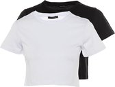 Trendyol TWOSS20TS1480 Volwassenen Vrouwen T-shirt 2 - Zwart en wit - S