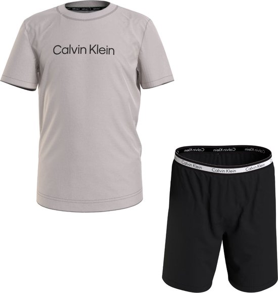 Calvin Klein - Pyjama set met short - Beachbeige/zwart - 8/10 jaar