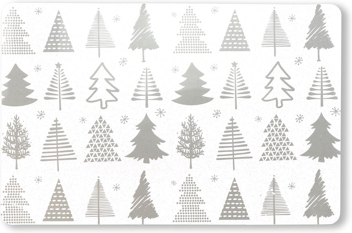 Placemat Xmas Tree 30x45cm Zilver