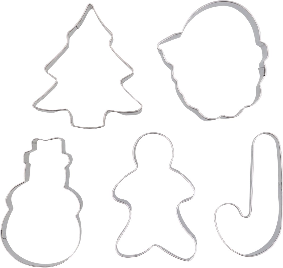 5 Stuks - Kerst Koekvormpjes - Uitsteekvormpjes - Zilver