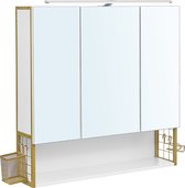 Armoire à pharmacie Signature Home Dreamy avec éclairage - armoire de salle de bain avec meuble miroir - armoire - armoire murale pour la salle de bain - étagère réglable en hauteur - double porte - moderne - or blanc