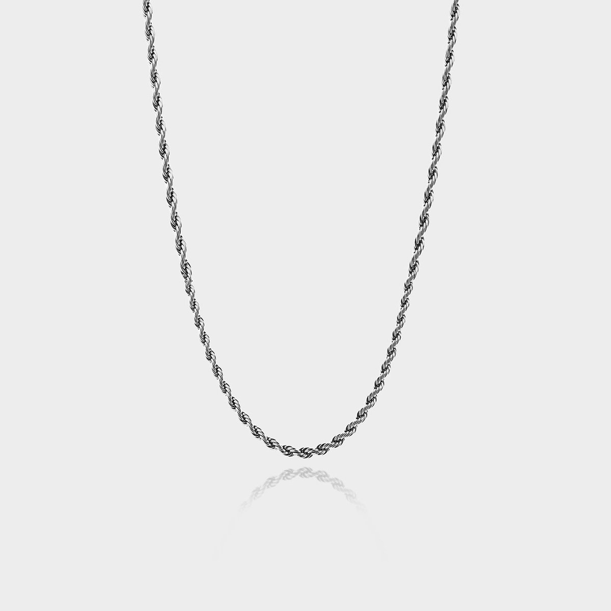 Rope Ketting 3 mm - Zilveren Schakelketting - 50 cm lang - Ketting Heren - Olympus Jewelry