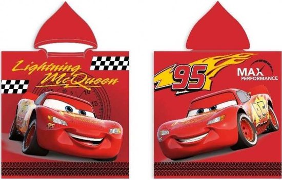 Disney Cars badponcho - 50 x 100 cm. - Lightning McQueen poncho - rood