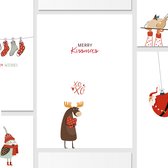 12x Hippe Kerst- en Nieuwjaarskaarten incl enveloppe - humor - kaartenset - kaartjes met tekst - Kerstkaarten - Wenskaarten - Luxe kerstkaarten - 12 verschillende designs