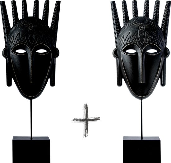 Afrikaans Masker Ornament Pakket X2 - 18X5XH48CM - Hout - Decoratie - 2  stuks -... | bol.com