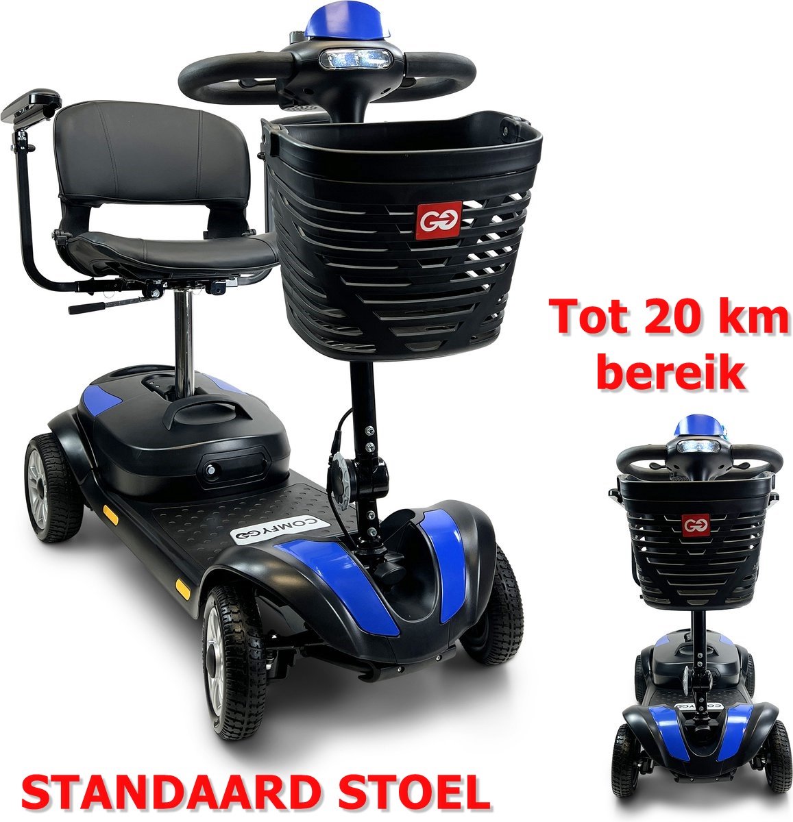 Goedkoopste ComfyGO Z-4 Elektrische scootmobiel, afneembaar tot 6 onderdelen, 12 Ah Li-on batterij, bereik tot 20 km, Standaardstoel, Massieve banden