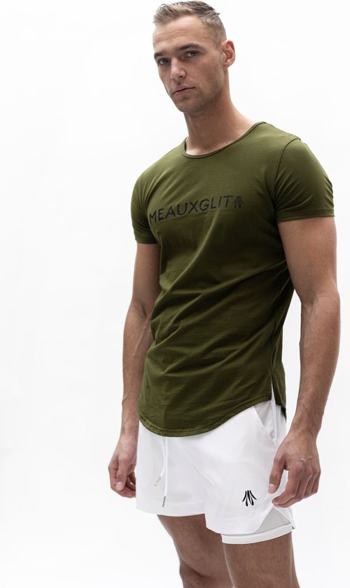 MEAUXGLIT Jungle Groen Long Fit - Slim Fit - Gym - Fitness - Sport Shirt (Maat S)