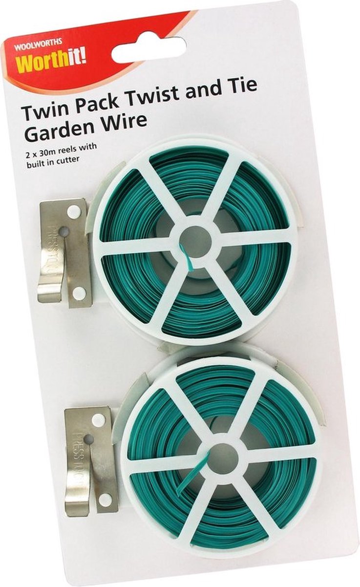 Fil De Jardin Plastifié 100 M - 2 Rouleaux Avec Distributeur & Coupe-Fil, Vert, Pour Plantes & Bricolage