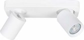 Moderne spot Oliver rechthoekig | 2 lichts | wit | kunststof / metaal | 26 x 10 cm | eetkamer / woonkamer / slaapkamer | modern / stoer design