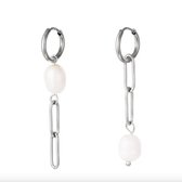 Dangling pearl oorbellen - Fanciy.nl - zilver - stainless steel - Nikkel vrij - waterproof - parel - Pearl