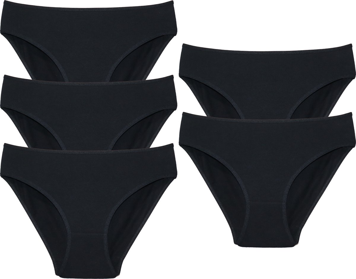 VANILLA - Dames ondergoed, Dames slip, Lingerie - 5 stuks - Egyptisch  katoen - Zwart - XL | bol.com