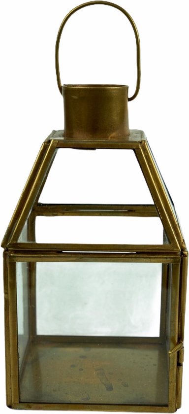 Decoratieve lantaarn - handgemaakt - glas - metaal