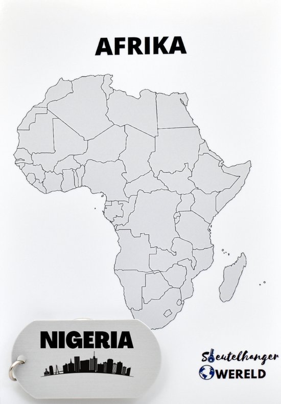 Porte-clés Nigeria avec carte - Cadeau Nigeria - Meilleur pays - Joli cadeau à offrir à votre ami - 2,9 x 5,4 cm
