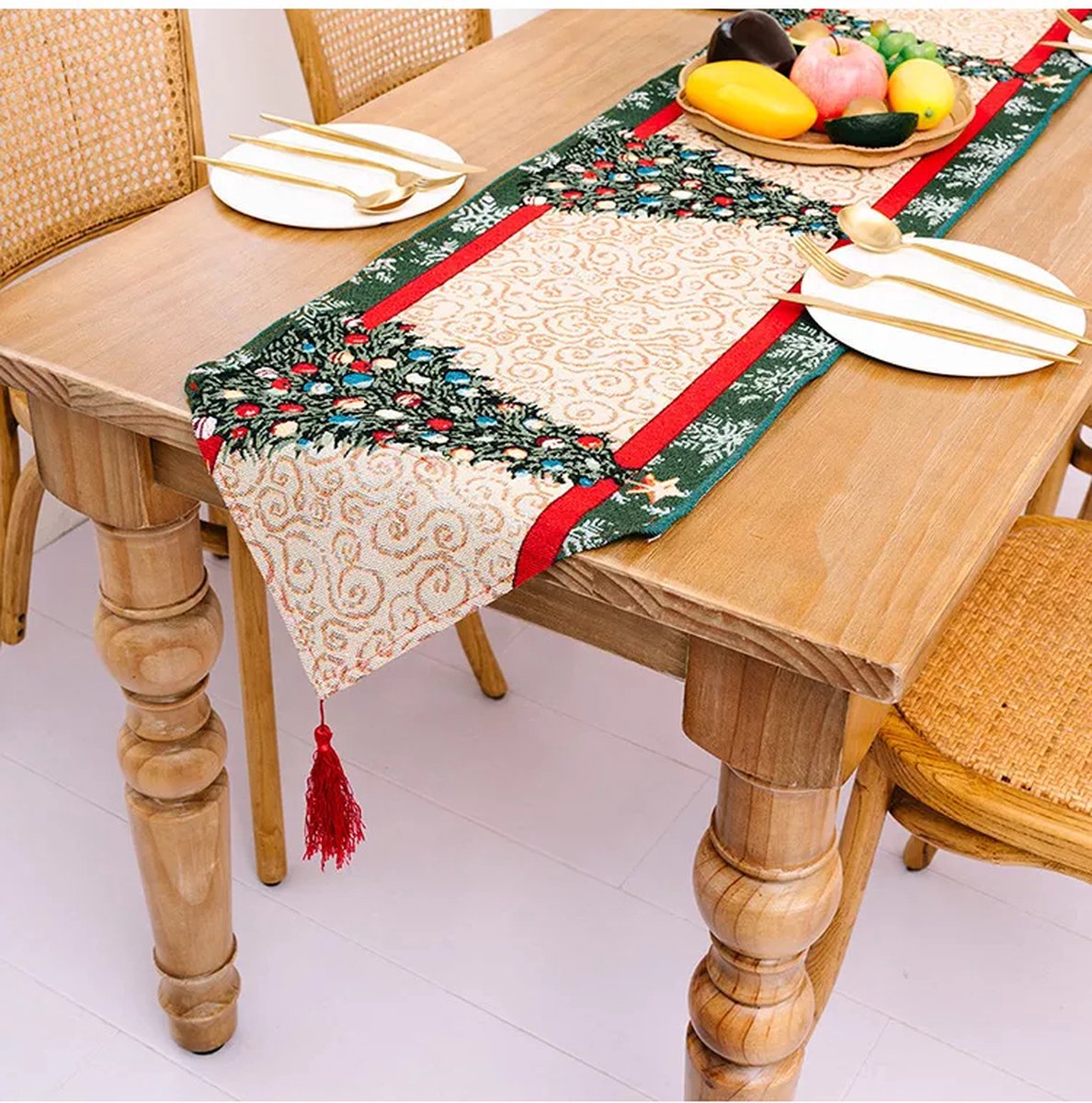 Kerst - Tafelloper/Tablerunner - Tafelkleed - Kerstboom - 35 x 176 CM - Kerst tafeldecoratie -