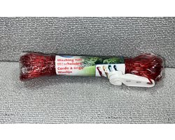 Lifetime Clean - Waslijn - Waslijndraad - Stalen Kern - 20 meter Draad - Rood
