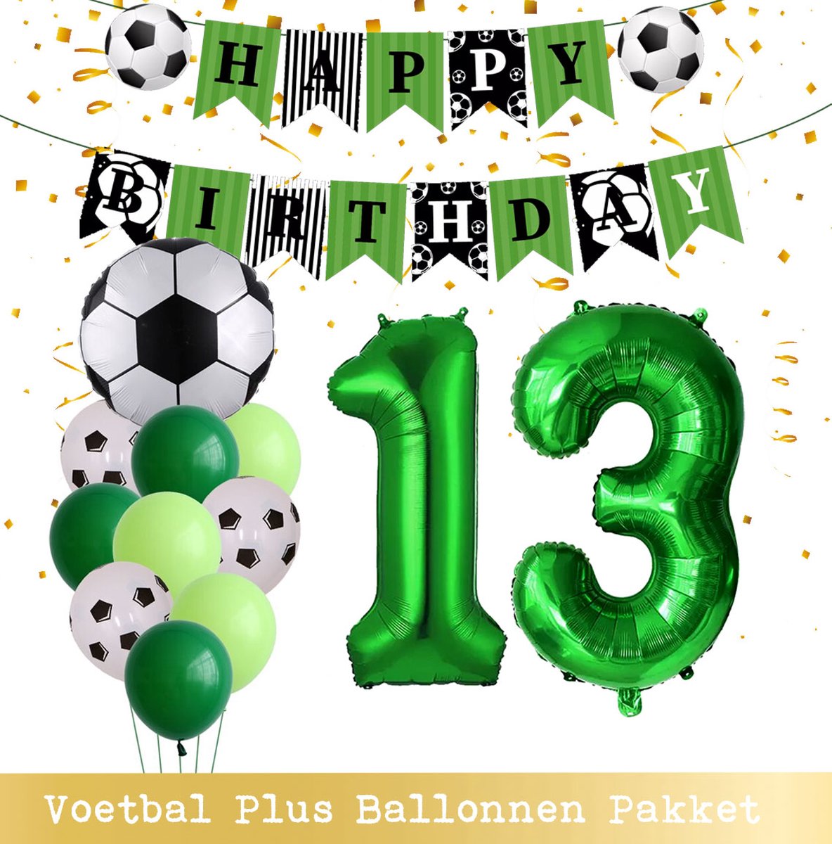 Snoes Cijfer Ballon 13 Jaar - Voetbal Ballonnen voor Jongen - Kinderfeestje