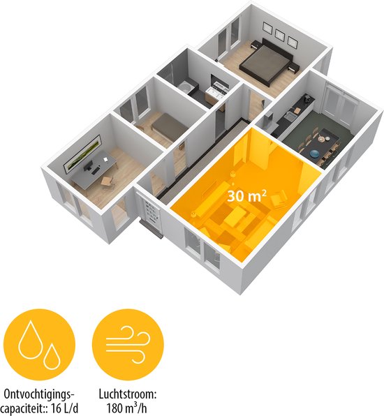 Huisplattegrond die een woonoppervlak van 30 m² aangeeft.