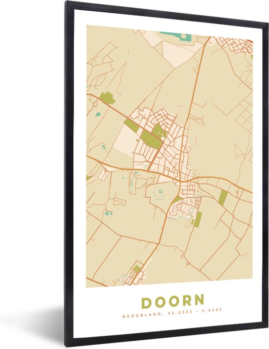 Cadre photo avec affiche - Doorn - Carte - Carte - Plan de la ville - 60x90 cm - Cadre pour affiche