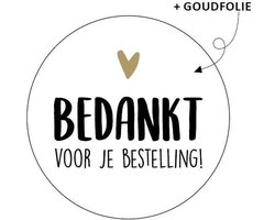 Sluitsticker - Sluitzegel – Bedankt voor je bestelling | Wit – Zwart - Hartje / Hart - Goud | Bedankje – Envelop - Webshop - Winkel | Chique | Envelop stickers | Cadeau – Gift – Cadeauzakje – Traktatie | Chique inpakken | DH Collection