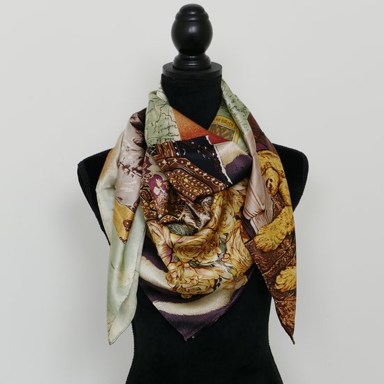 UK_Stone Halsdoek Heren 100% Zijde Sjaal Vintage Patroon Zijden Sjaal Herensjaal, Eén Maat