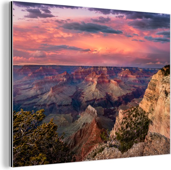 Zonsondergang Grand Canyon Aluminium 30x20 cm - Foto print op Aluminium (metaal wanddecoratie)